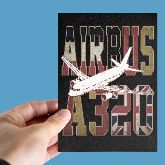 Airbus a320 Jetliner. Vintage Flaggor Vykort (Skapare uppladdad)