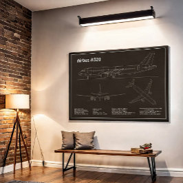 Airbus A320 - Planer för flygplansskiss Teckning P Poster