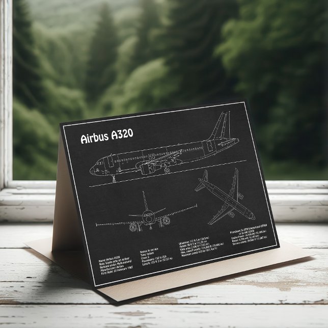 Airbus A320 - Planer för flygplansskiss Teckning P Tack Kort (Skapare uppladdad)