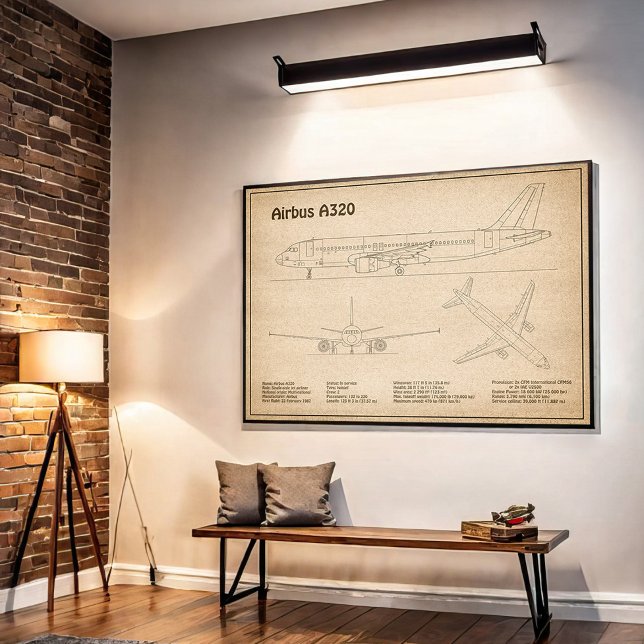 Airbus A320 - Planer för flygplansskiss Teckning S Poster (Skapare uppladdad)