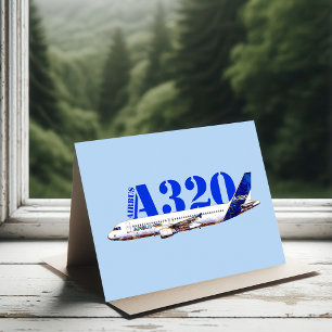 Airbus A320 Vattenfärgsprofil teckning Tack Kort