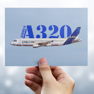 Airbus A320 Vattenfärgsprofil teckning Vykort