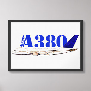 Airbus A380 Flygplan Akvarell teckning Fototryck