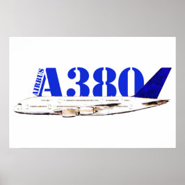 Airbus A380 Flygplan Akvarell teckning Poster