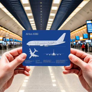 Airbus a380 - Flygplan Blueprint Teckning Plans AB Vykort