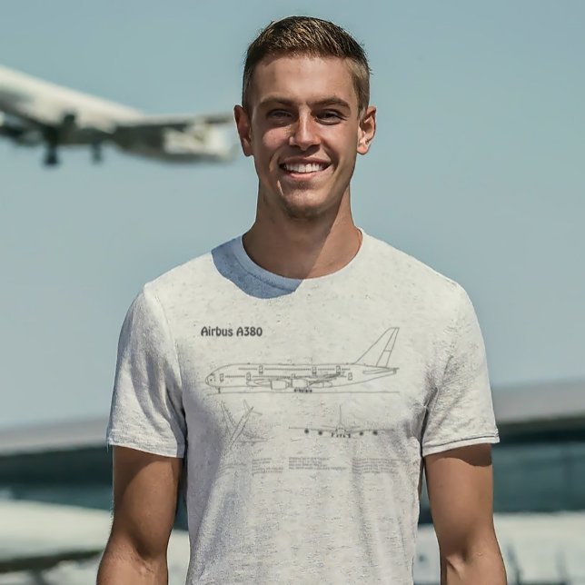 Airbus a380 - Flygplan Blueprint Teckning Plans BD T Shirt (Skapare uppladdad)