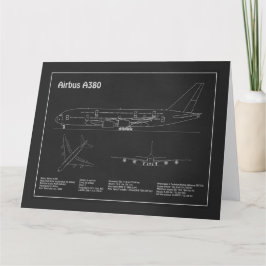 Airbus a380 - Flygplan Blueprint Teckning Plans PD Tack Kort
