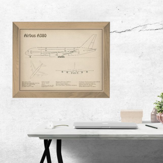 Airbus a380 - Flygplan Blueprint Teckning Plans SD Fototryck (Skapare uppladdad)
