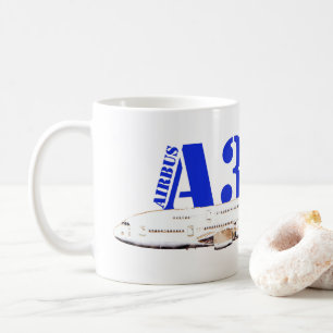 Airbus A380 Flygplan Watercolor teckning Kaffemugg