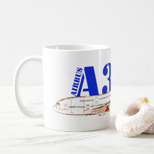 Airbus A380 Illustration med fetstil Röd Svan desi Kaffemugg