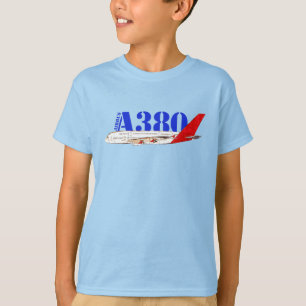 Airbus A380 Illustration med fetstil Röd Svan desi T Shirt