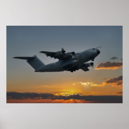 Airbus A400M vid solnedgång Poster