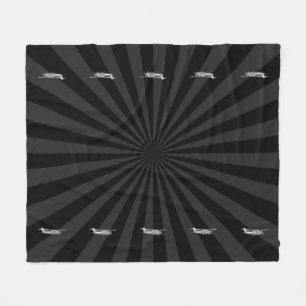 Aircraft Cessna Silhouette Flies Black Sunburst Fleecefilt