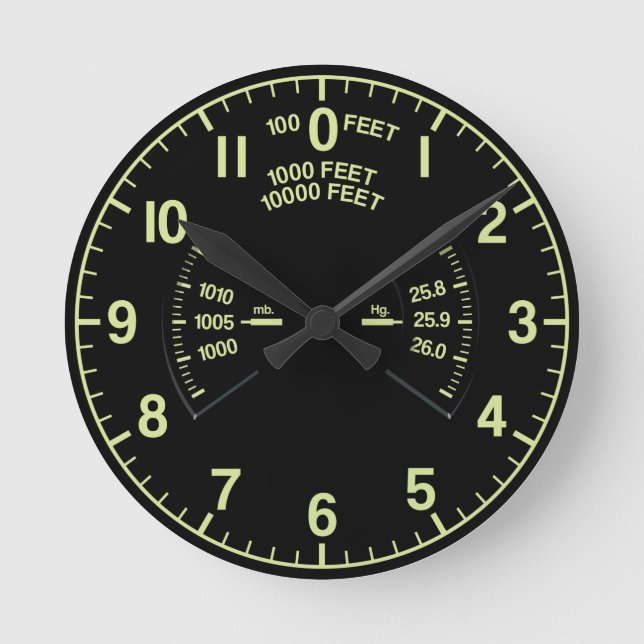 Aircraft clock rund klocka (Framsida)
