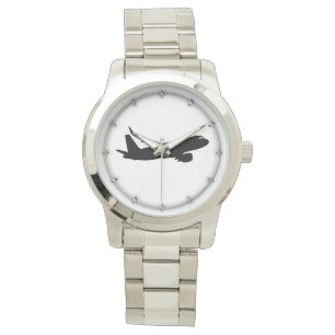 Aircraft Jet Liner Black Silhouette för anpassning Armbandsur