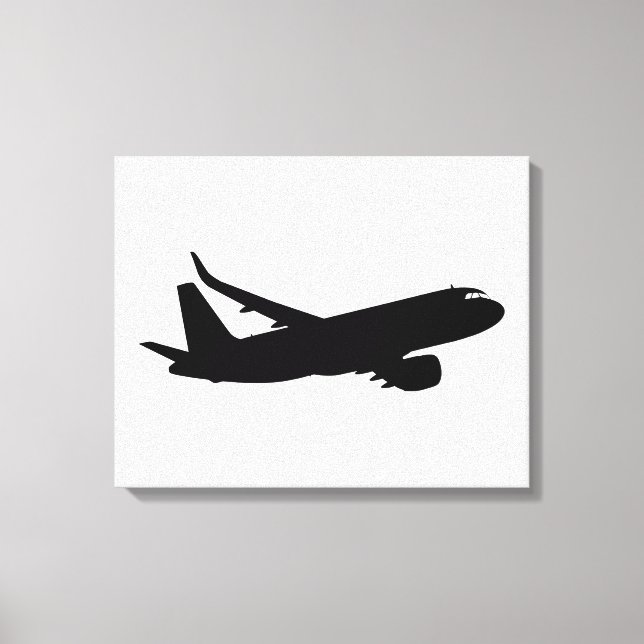 Aircraft Jet Liner Black Silhouette för anpassning Canvastryck (Framsida)