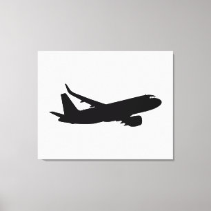 Aircraft Jet Liner Black Silhouette för anpassning Canvastryck