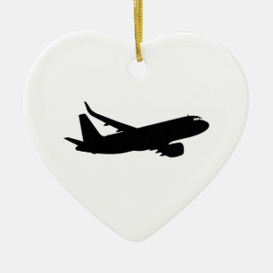Aircraft Jet Liner Black Silhouette för anpassning Julgransprydnad Keramik