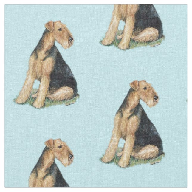 Airdale Hund Art Fabric Tyg (Närbild)