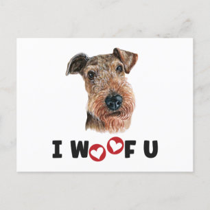 Airdale Terrier Hund I Woof You Inbjudan Vykort