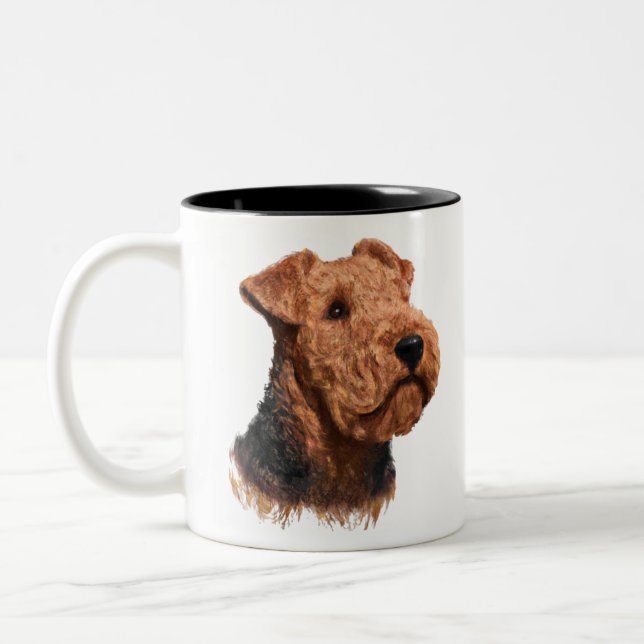 Airdale Terrier Lover Gift Två-Tonad Mugg (Vänster)