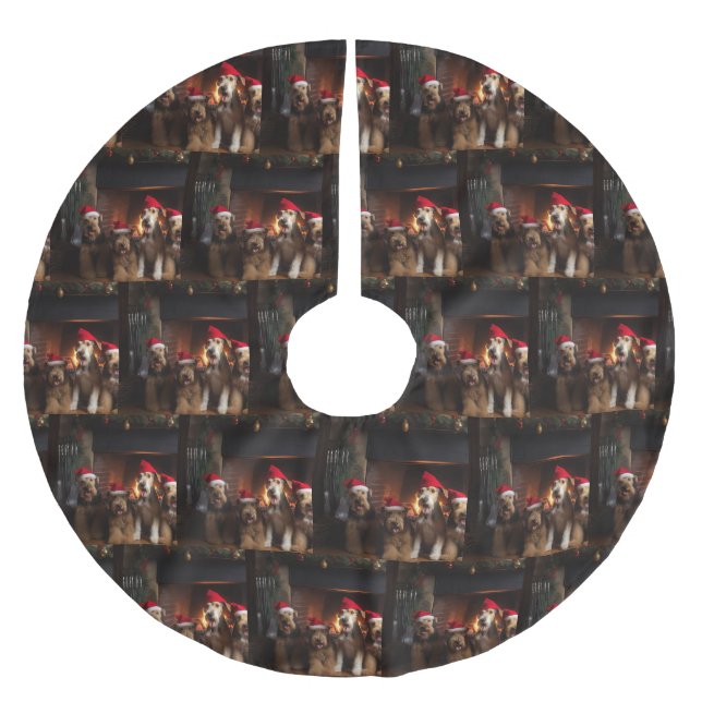 Airedale av julgranen julgransmatta borstad polyester (Framsidan)