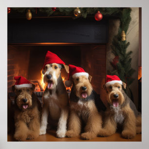 Airedale av julgranen poster