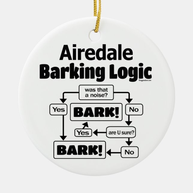 Airedale Barking Logic Julgransprydnad Keramik (Framsidan)