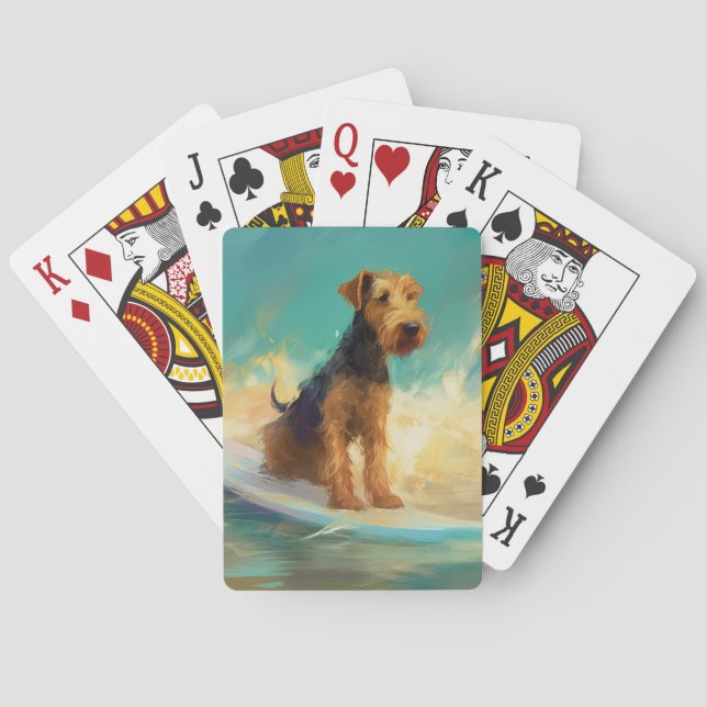 Airedale Beach Surfing målning Casinokort (Baksidan)