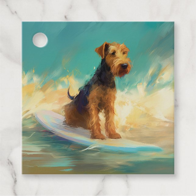 Airedale Beach Surfning Målning Gåvor Etiketter (Framsida)