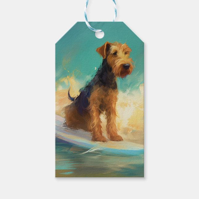 Airedale Beach Surfning Målning Presentetikett (Framsidan)