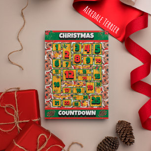 Airedale Dog Countdown Jul Adventskalender Julkort