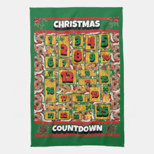 Airedale Dog Räkna Ned Jul Adventskalender Kökshandduk