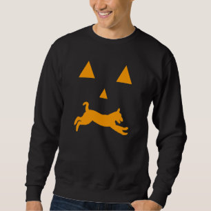 Airedale Halloween kusligt ansikte  Hund Klassiker Lång Ärmad Tröja