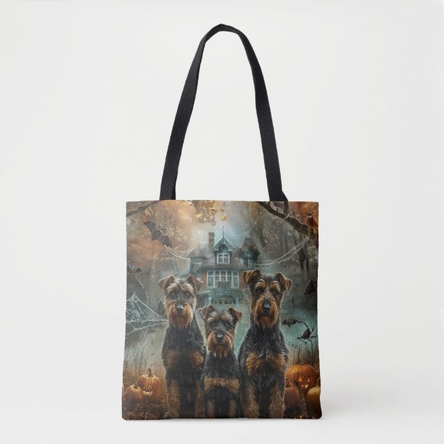 Airedale Halloween Natt Hund Delight Tygkasse (Framsida)