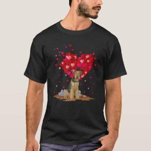Airedale Hund älskare Heart Shape Airedale Valent T Shirt