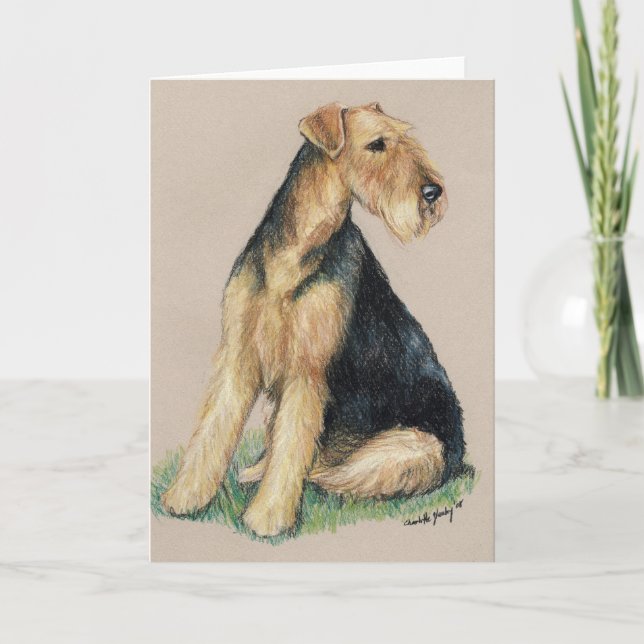 "Airedale" Hund Art-gratulationskort Kort (Framsida)