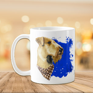 Airedale Hund Blue Abstrakt - bakgrund Kaffemugg