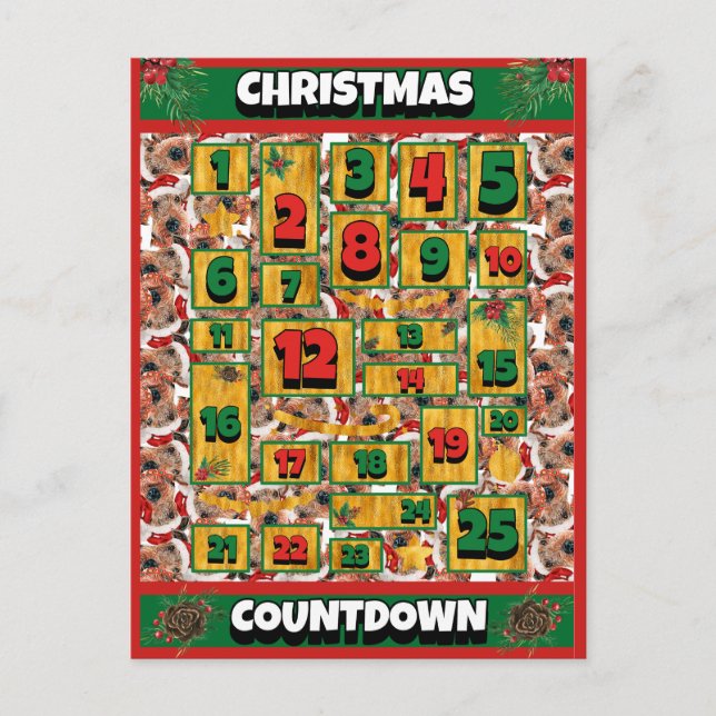 Airedale Hund Coundown jul Advent Calendar Helg Vykort (Framsida)