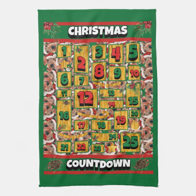 Airedale Hund Coundown jul Advent Calendar Kökshandduk (Vertikal)