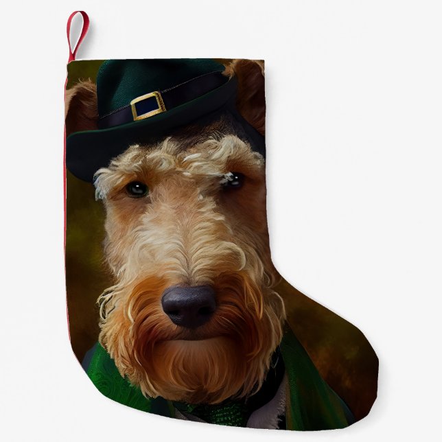 airedale hund in St. Patrick's Day Liten Julstrumpa (Framsidan)
