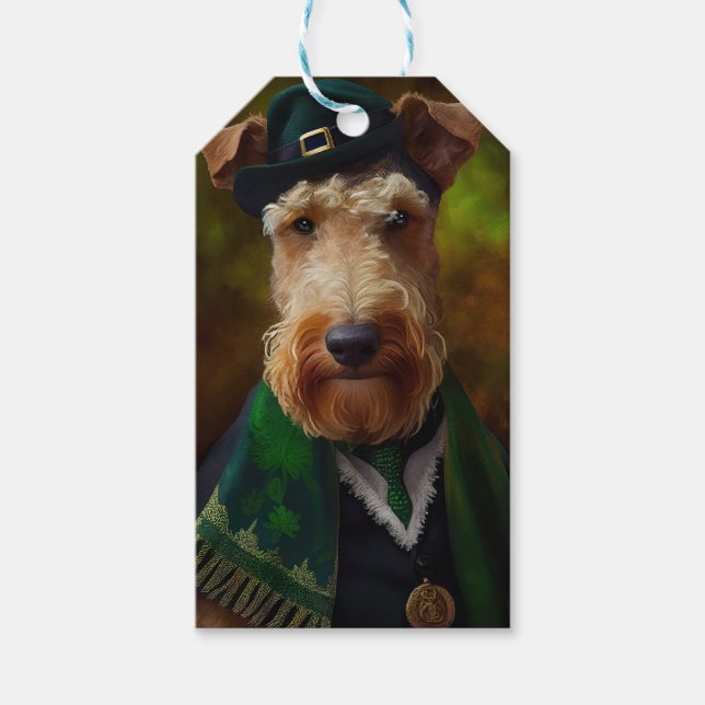airedale hund in St. Patrick's Day Presentetikett (Framsidan)