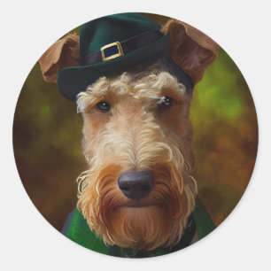 airedale hund in St. Patrick's Day Runt Klistermärke