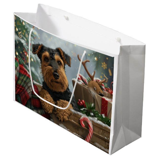 Airedale Hund Jul Festlig  (Framsidan Vinklad)