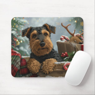 Airedale Hund Jul Festlig Musmatta