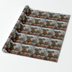 Airedale Hund Jul Festlig Presentpapper
