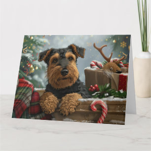 Airedale Hund julfest Kort