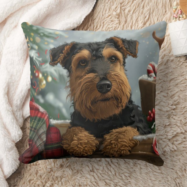 Airedale Hund julfest Kudde (Filt)