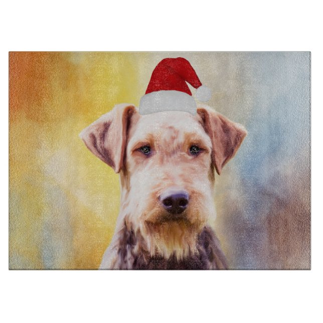 Airedale Hund jultomten Hat Art Porträtt (Framsidan)