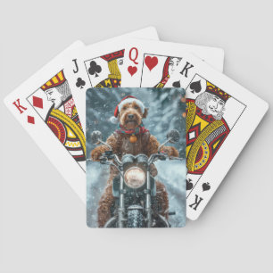 Airedale Hund Kör Motorcykel Jul Casinokort